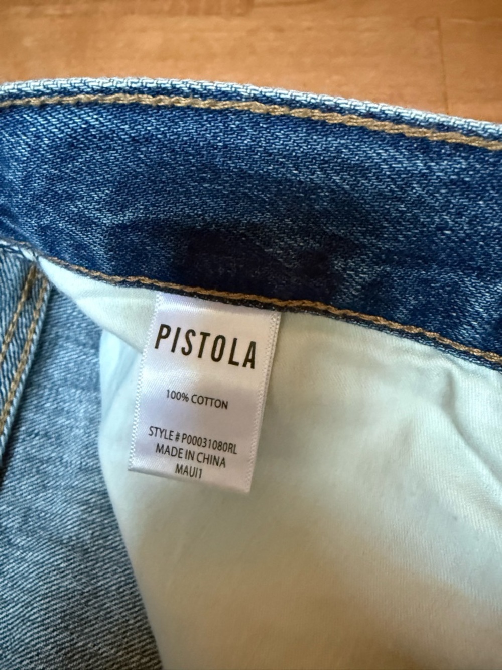 pistola Blue Denim Midi Skirt with Center Front Slit - Picture 7 of 7